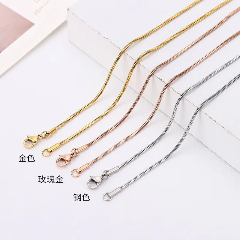 Simple PVD Plated Stainless Steel Titanium Steel Snake Bone Chain Necklace for Jewelry Making