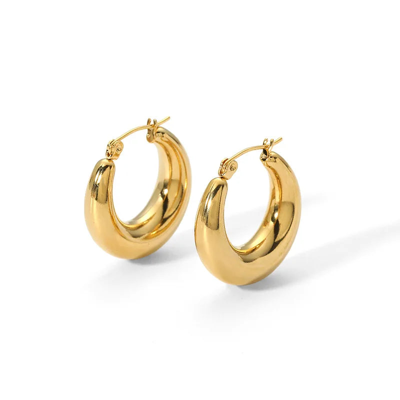 2023 Hot 18k Gold Plated Chunky Earrings Twisted Rope Hoop Earrings for Women