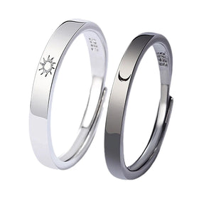Popular Choice Couple Students Gift Accessories Simple Black White Glossy Ring Elegant Sun Moon Ring Gifts for Women Men