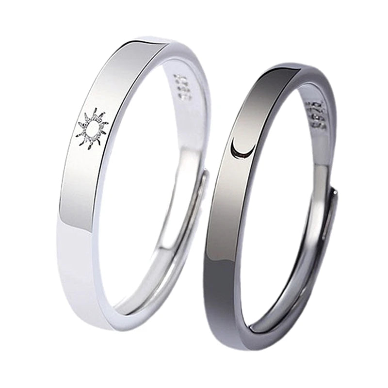 Popular Choice Couple Students Gift Accessories Simple Black White Glossy Ring Elegant Sun Moon Ring Gifts for Women Men
