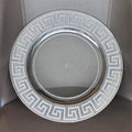 Wholesale Elegant Round Silver Rim clear Acrylic Plastic Charger Plate Wedding Event Dishes for Decoration
