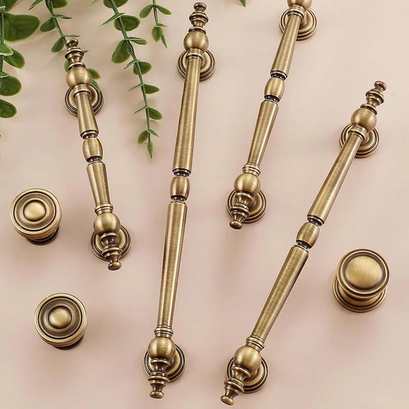 Solid Antique Copper Handle Cabinet Pull Vintage Drawer Hardware Adjustable 96/128/160/192mm for Restoration Pull Handle for