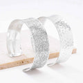 Tibetan Vintage Silver Carved Flower Open Bracelet Cuff Bangle for Women