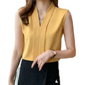 687# Blusas Mujer De Moda 2026 Women V-Neck Chiffon Blouse Shirt Sleeveless Blouses Femme Ladies Tops Shirts