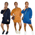 2024 Hot Selling Autumn Winter Casual Pocket Dress Fashionable Hoodie with Solid Pattern Breathable Eco-Friendly Washable