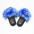 Factory Custom logo Sandals for Women Flat Furry Winter Fur slippers Faux Fur Ladies Slides