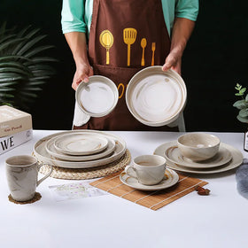 Nordic Kitchen White Ceramic Dinner Plate and Spoons Dinnerware Dishes Sets Charger Dinning Porcelain Plates