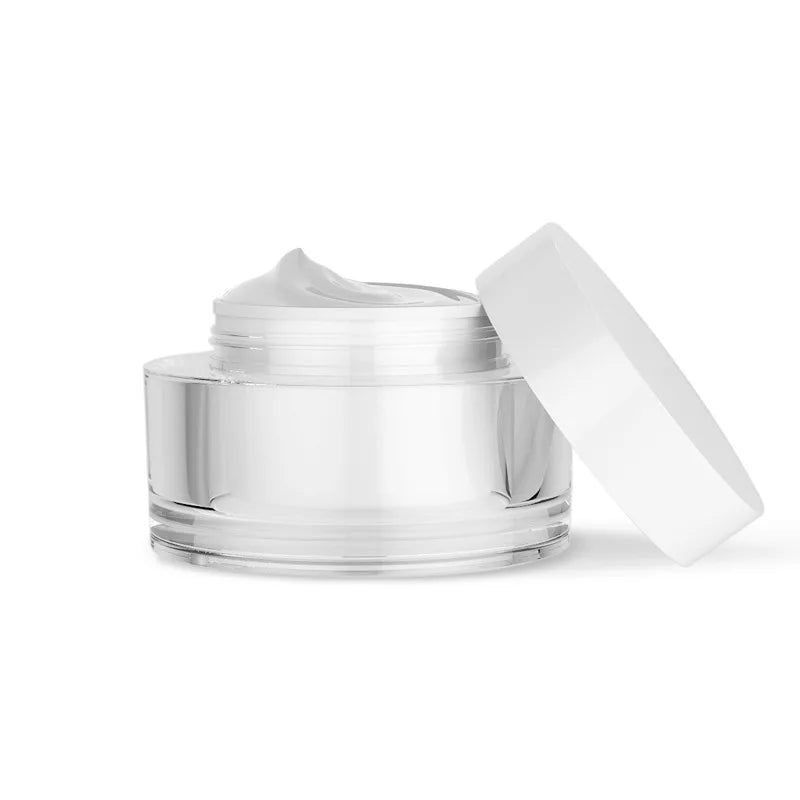 Double Wall Empty Acrylic Cosmetic Packaging Jars for Face Cream 50 g White Screw Cap Luxury Plastic Jars