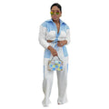 Latest Design Patchwork Striped Blouse and Pants Set Fall Pants Sets for Women Women's Two-piece Suit
