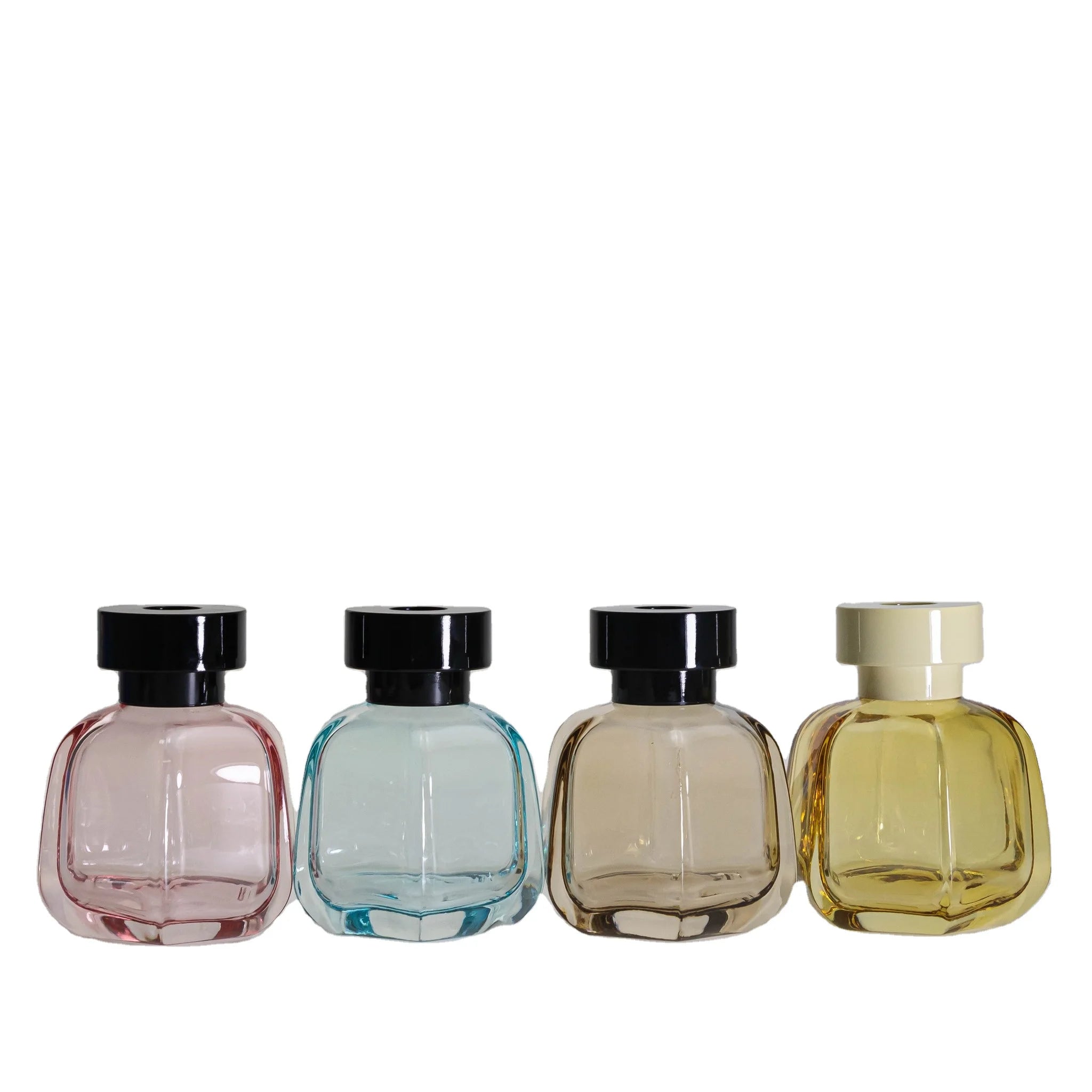 Wholesale Luxury Glass Reed Diffuser Bottle 120ml Hexagon Black White Glass Diffuser Bottle Empty Reed Diffuser Glass Bottle