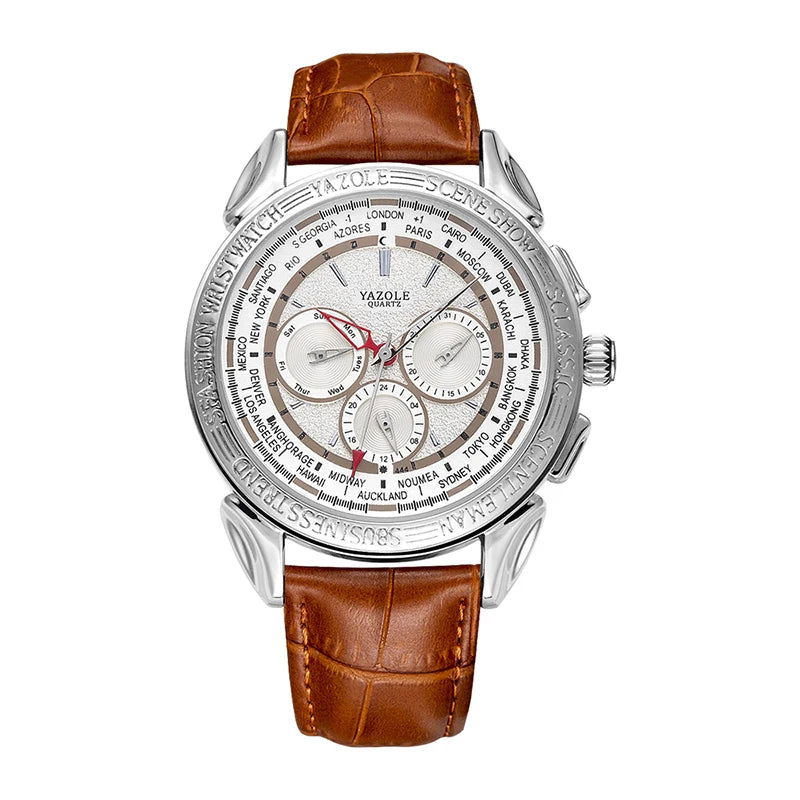 YAZOLE Top Brand Luxury Watch Men Leather Quartz Wristwatches Men's Business Watch Wristwatch Casual Clock Men Relogio Masculino