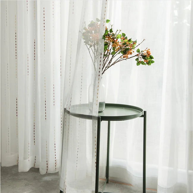 Factory Supply Natural Bamboo Style White Sheer Curtain Tulle for Window Curtain Blind