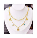 Waterproof 18k Gold Plated NECKLACE Double Layer EYE TREE PENDANT Necklace Stainless Steel Clavicular Chain Titanium Steel