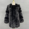 Women New Thick Warm Outerwear Real Fur Jacket Fox Fur Long Coat