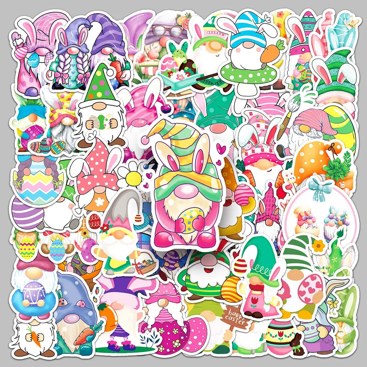 54PCS Factory Wholesale Phone Case Stickers Cute Cartoon Waterproof Easter Gnome Decorative Stickers