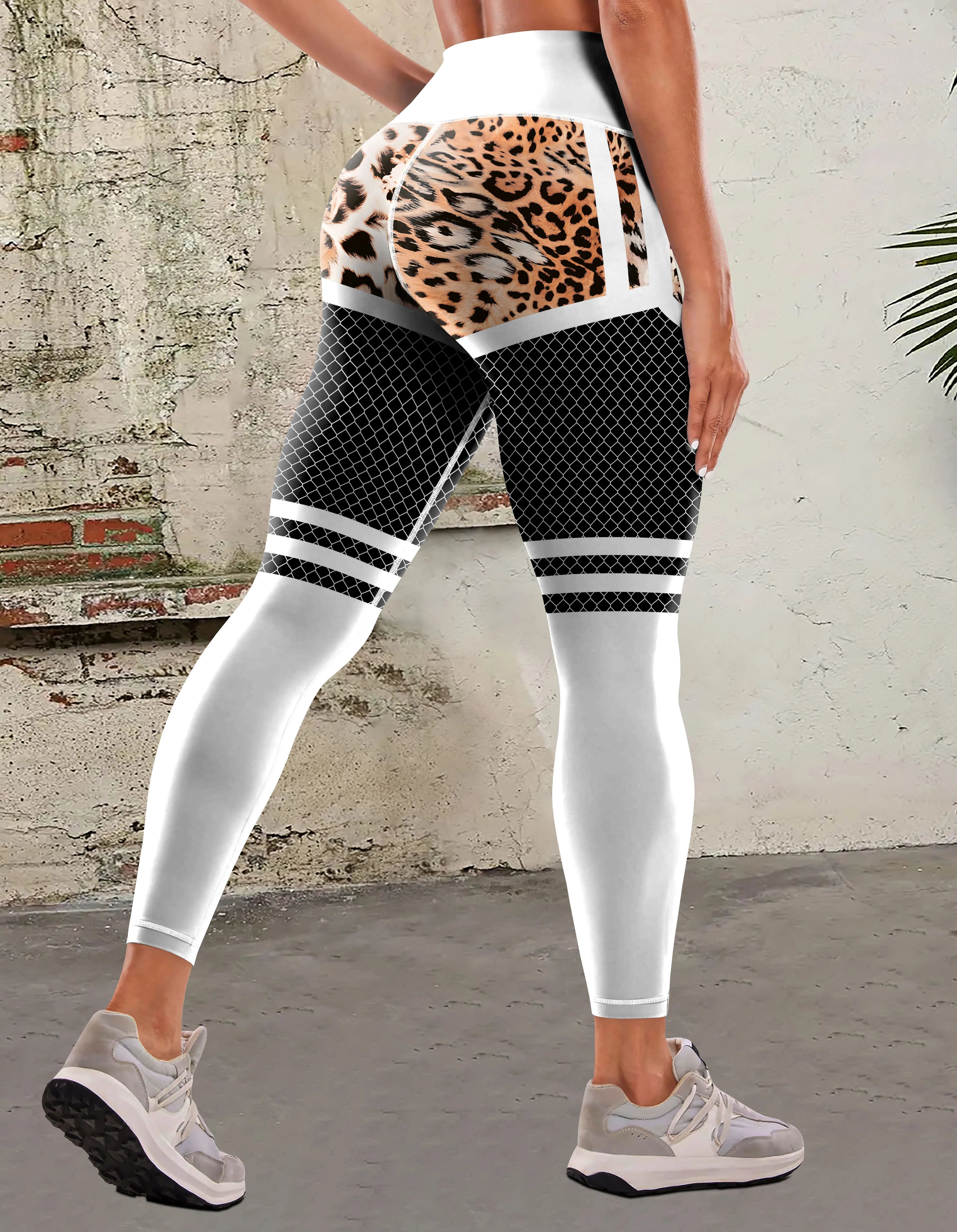 Stylish Side Stripe Print High Stretch Running Fitness Yoga Leggings Women's Activewear Lift Abdominal Control Exercise Pants