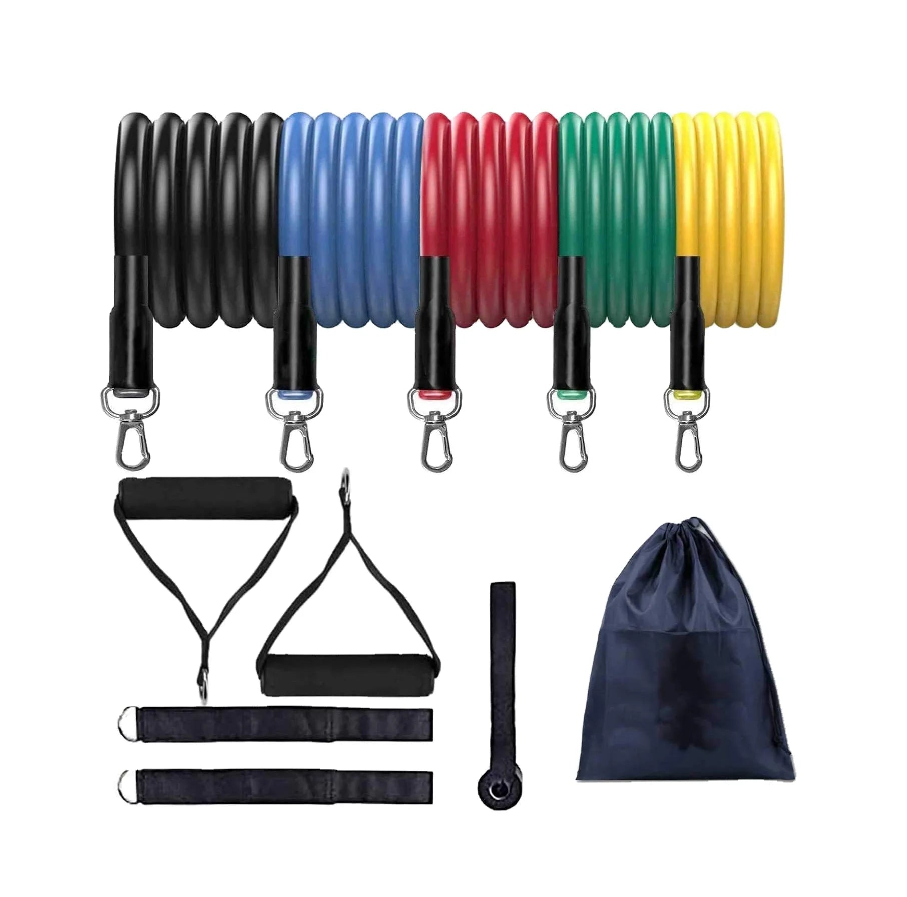 FDFIT 11pcs Band Sets  Heavy TPE Latex Resistance Band and Tube Sets Gym Workout Equipment