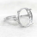Sterling Silver 12*14mm Semi Mount Ring Empty Frame Blank Support Setting S925 Base Holder Without Center Stone for DIY Inlay