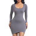 Bodycon Mini Ribbed Dress for Adults Square Neck & Long Sleeve Breathable Bodycon Mini Ribbed Dresses for Ladies