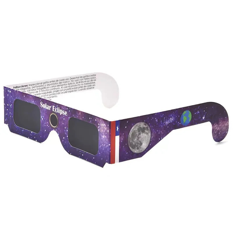 Direct View Solar Eclipse Glasses 3D Paper Safety Shade Sunglasses Anti-UV Eye Protection Random Color with Clear Orange Frame