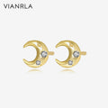 VIANRLA Moon Earring With CZ 18K Gold 925 Sterling Silver Jewelry Earrings