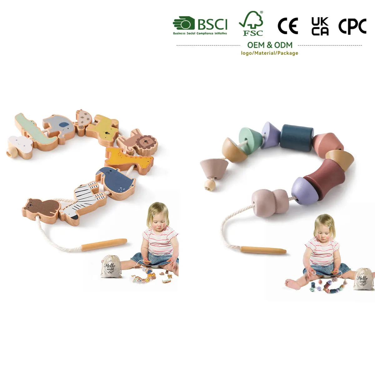 New Animal Montessori Educational Wooden Lacing Toys for Toddlers 1-3 Threading Beads Occupational Therapy Toys for Toddlers