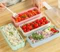 Custom Wholesale Three-layer Wheat Plastic Lunch Box Student Adult Lunch Boxes with Cutlery Square Lunch Box