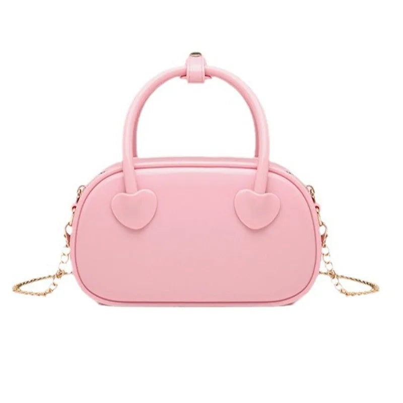 Spring Style PVC Portable Bag Candy Color Shoulder Handbag Chain Pillow Jelly Bag for Ladies