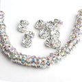 Wholesale 100pcs/bag 6/8mm Metal AB Color Crystal Rhinestone Rondelle Spacer Beads DIY Jewelry Making