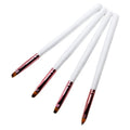 Socheal Wholesale 4pcs Flat Head Gel Nail Art Brush Set with White Wood Handle Nylon Hair 3D Carving Pen