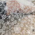 White Snowflake Pattern African Embroidery Tulle Mesh Lace Fabric With Beads for Bridal Wedding Dress