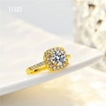 Classic Yellow Gold Plated 1 ct Excellent Cut D Color Pass Diamond Test Moissanite Cushion Ring for Women Party Fine Jewelry