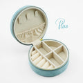 Wholesale Jewellery Box in Stock Blue Round Jewelry Box Fashion Style Suite Silver Gold Lipsticks Travelling Jewelry Organizer