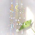 Wholesale Hanging Crystal Moon and Stars Sun Catcher Wind Chimes Gold Brass Glass Suncatchers for Window Decor