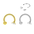 16g Transparent Cubic Zirconia G23 Horseshoe Hoop Multifunctional Fixing Ring Suitable for Nasal Papilla Ear Cartilage Spiral
