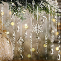 10pcs Christmas Tree Decoration Crystal Ornaments Hanging Acrylic Christmas Snowflake Icicle Drop for New Year Party Supplies MegaBDM