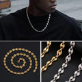 European American Hip-hop New Men's Gold Plated Titanium Steel Light Luxury Necklace Rope Chain Coffee Bean Wedding Party