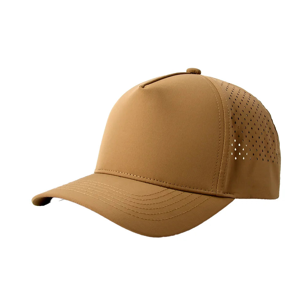 Custom Rubber PVC Patch Logo Gorras Waterproof Baseball Caps Custom Laser Cut Hole Perforated Performance Sports Golf Rope Hat