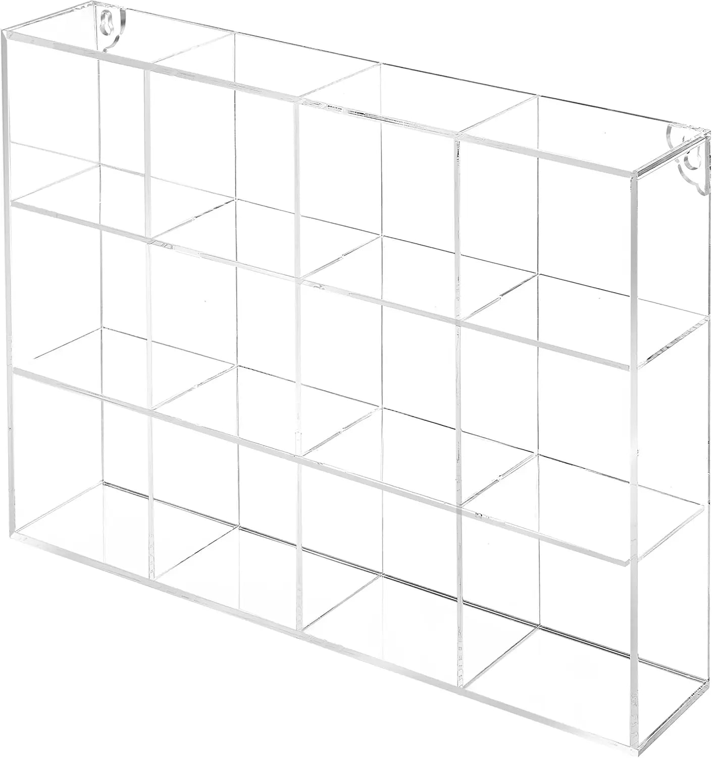 Wall Mounted Clear Acrylic 12 Compartment Display Case Mini Showcase for Toys Crystals Stones Shadow Box Shelf for Collectibles