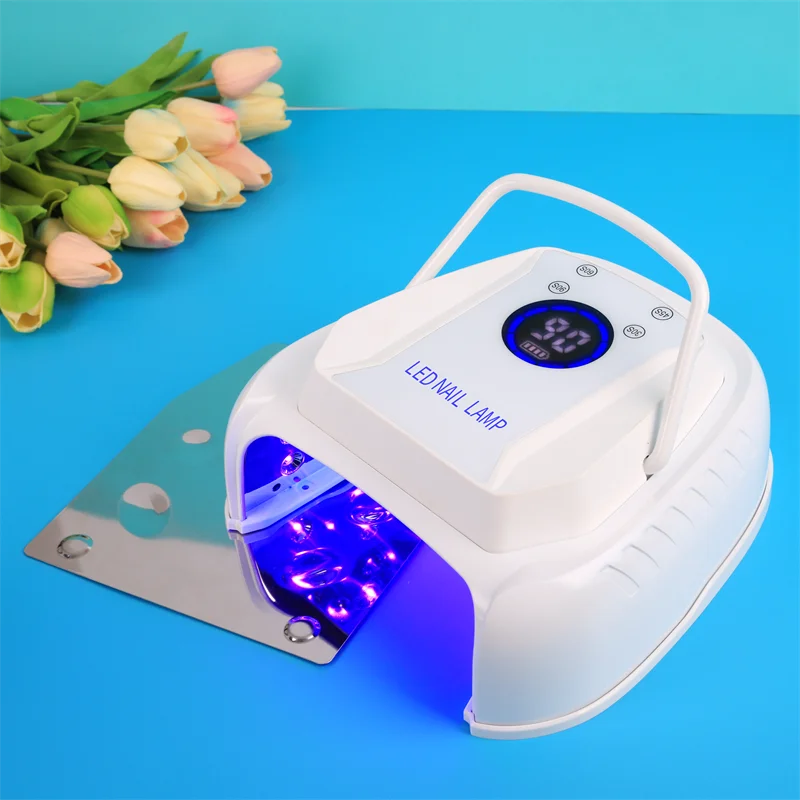 2024 Rechargeable Nail Lamp Aluminum Alloy Black Portable Cordless Uv Led Nail Lamp with 15600mah Battery