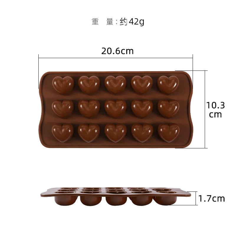 15 Cavity Dimpled Heart Shape Silicone Mold Reposteria Chocolate Dimpled Valentine Soap Fondant Proveedores Profesionales