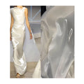 Bridal Gradient Silver Luxury Shiny Metallic Reflective 100% Polyester Liquid High-end Organza Bright Satin Fabric for Dress
