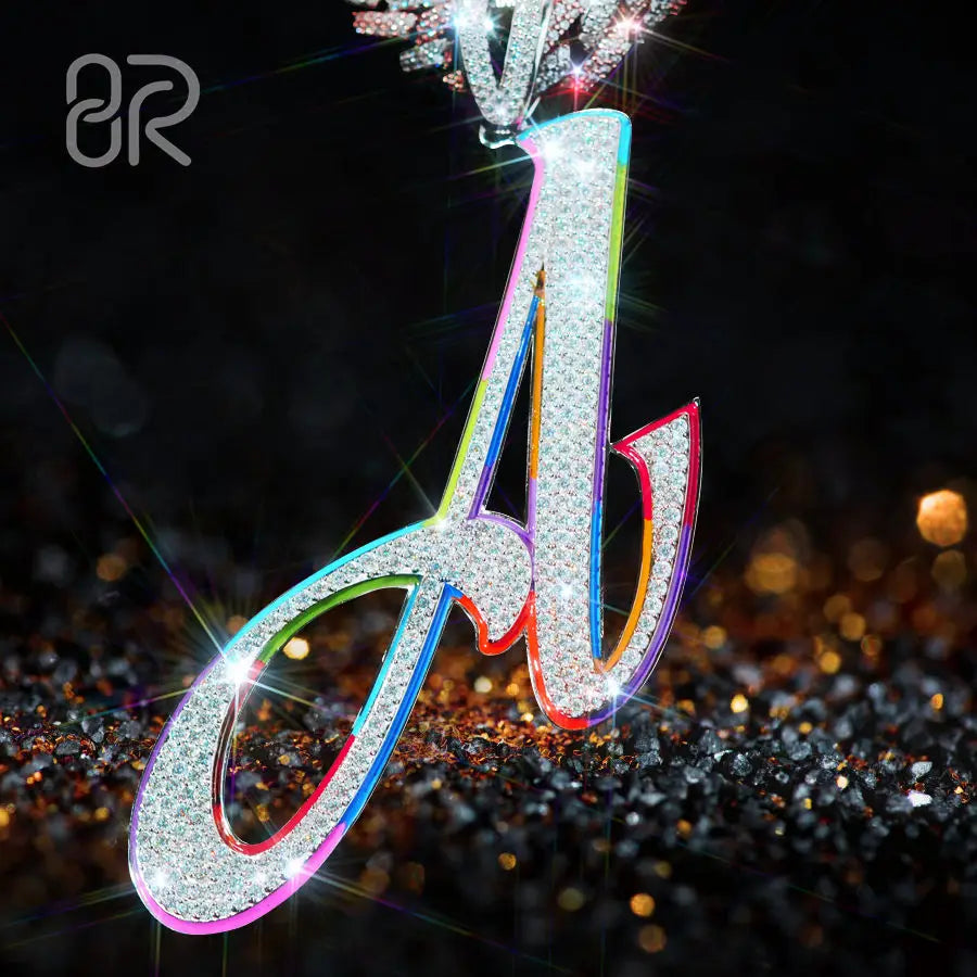 Circle a Letter VVS Moissanite Diamonds Initial Pendants Wholesale Glowing in the Night 925 Sterling Silver Fine Jewelry