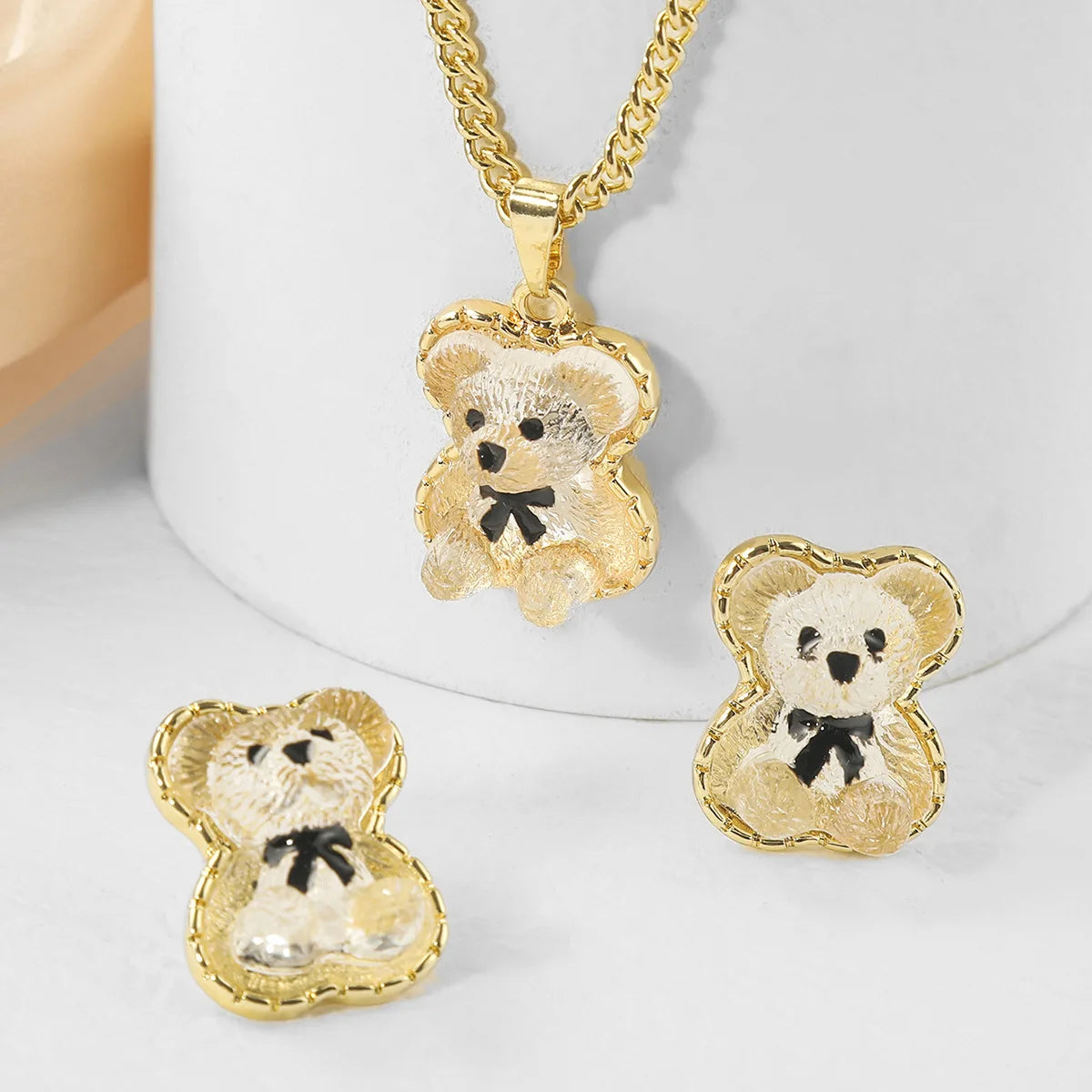 Colar Com Coelho Best Birthday Gify Bear Earrings White Rabbit Choker Chain Necklace Jewelry Set for Women