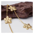 Chris April Fashion Jewelry PVD Gold Plated 316L Stainless Steel Flower Charms Delicate Chain Recycled Bracelet