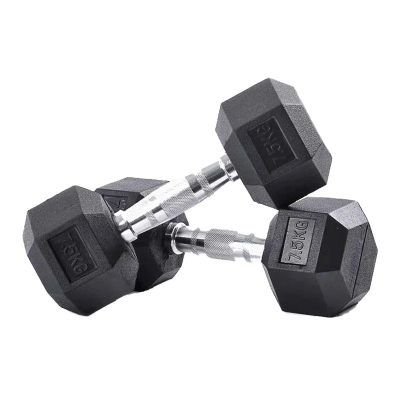 Dumbbell Exercise Weight Lifting 5KG 7.5KG 10KG Dumbbells Home Gym Equipment Rubber Hex Dumbbell