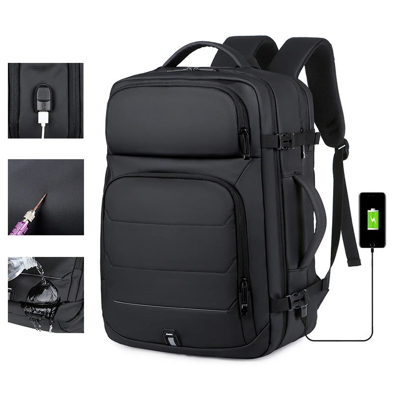 Large Capacity Polyester Waterproof Anti-Theft Fashion Portable Laptop Backpack with USB Charging for Business Use