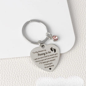 Beimai OEM Key Chain Heart Pink Diamond Stainless Steel Key Chain