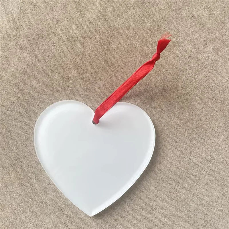 MDFSUB Wholesale Sublimation Acrylic Pendant Blank Heart Shape Acrylic Sublimation Ornaments for Christmas Tree Decoration