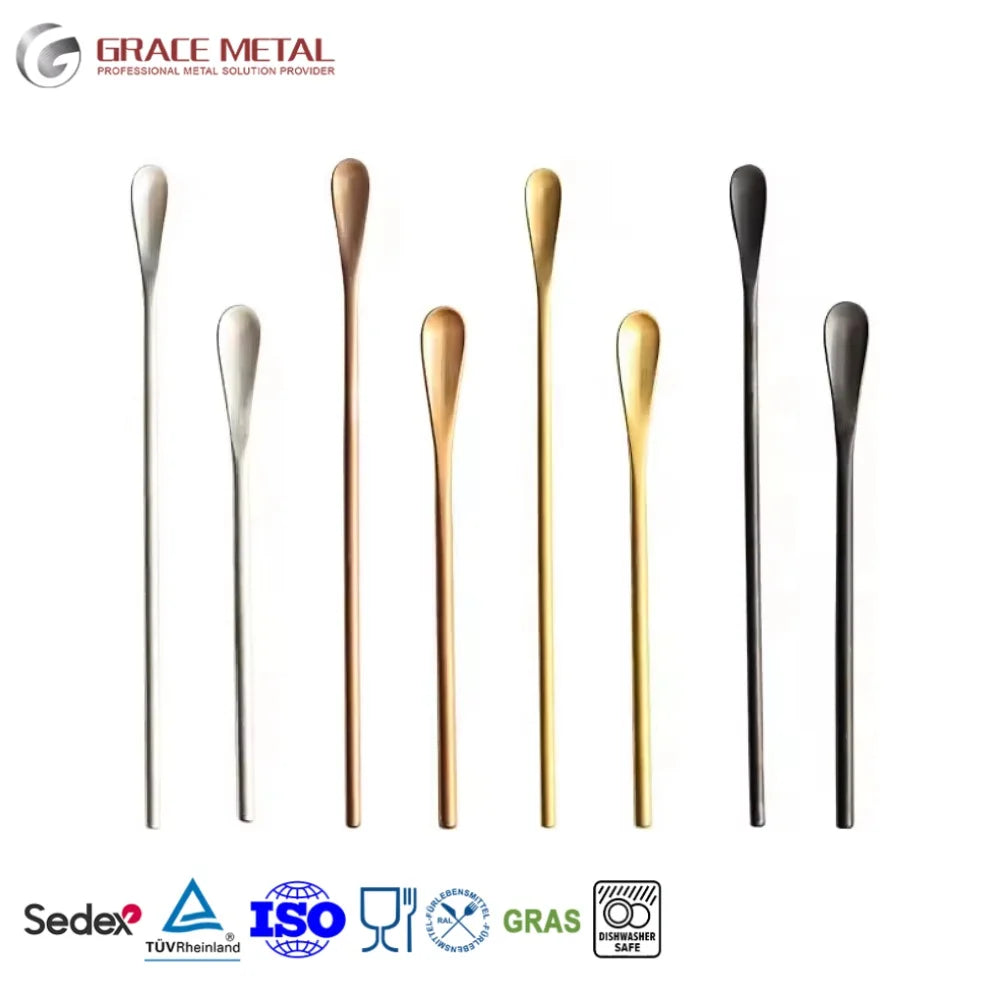 Premium Food Grade Stainless Steel OEM Custom Colors All Size Coffee Milk Honey Stirring Beverage Cocktail Metal Stirrer Spoon